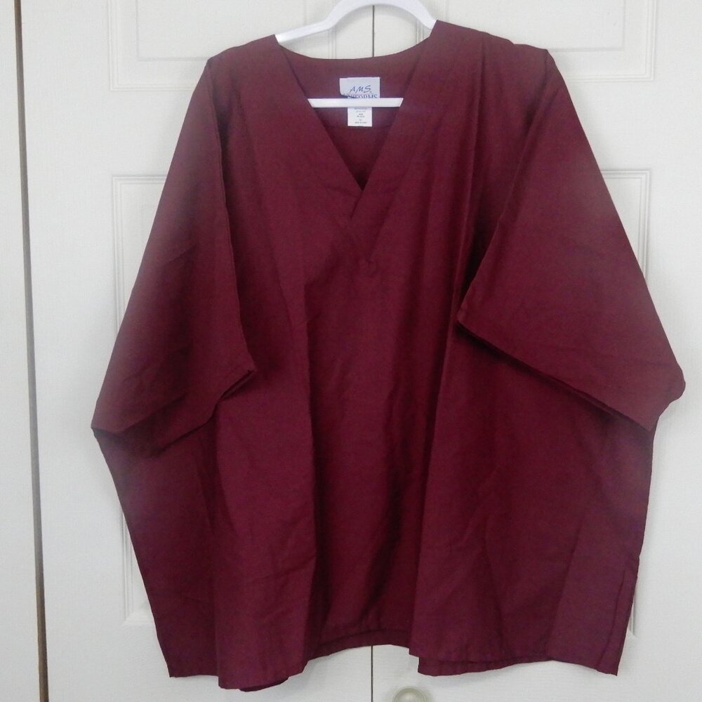 AMS Medical Uniform Scrubs Style A100 Wine Sze 5XL or 6XL Left Side Pocket (U18)